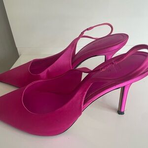 Zara Pink Slingback Heels Satin Finish